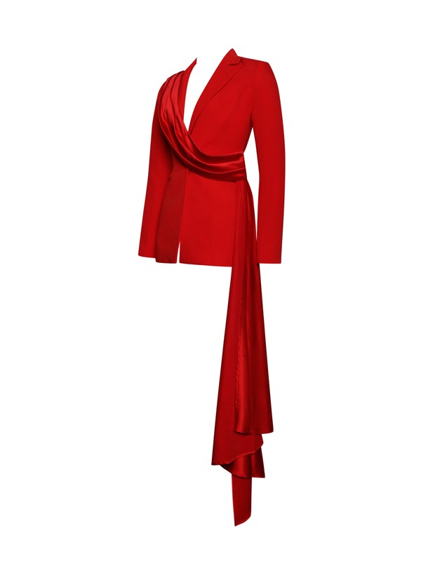 Vandra Red Draping Blazer Jacket