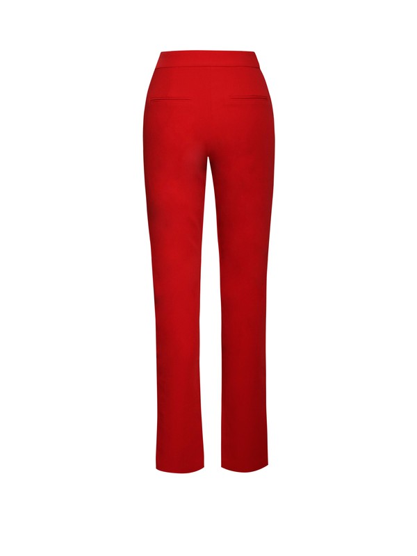 Red Skinny Fit Crepe Trousers