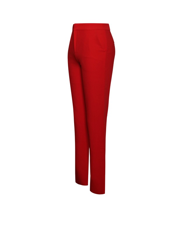 Red Skinny Fit Crepe Trousers