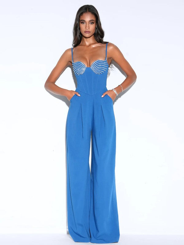 Corset wide leg jumpsuit.