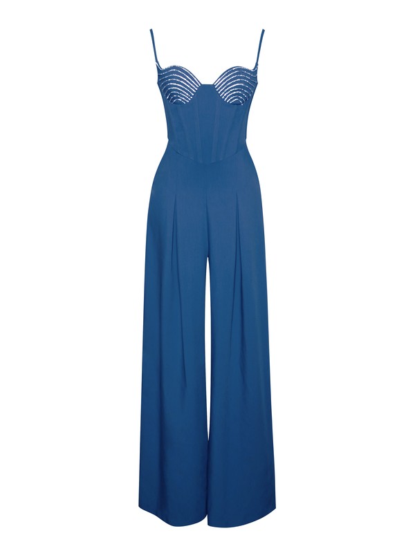 Corset wide leg jumpsuit.