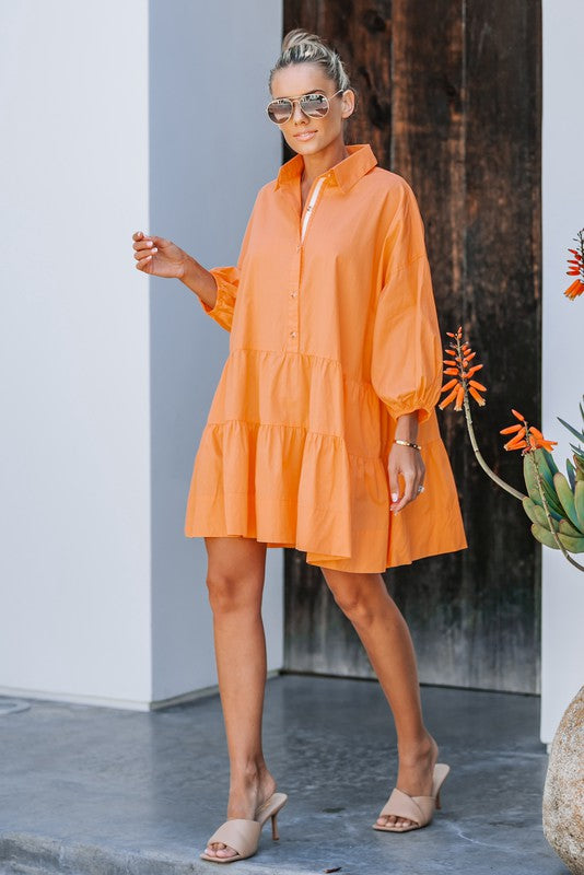 PUFF SLEEVES OVERSIZED DRESS