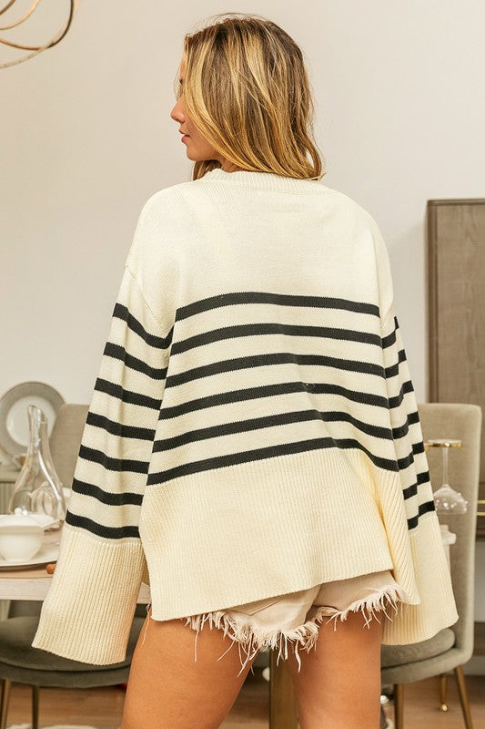 Lara Ribbed Hem Stripe Sweater