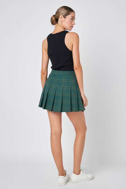 Maya Pleated Check Skort