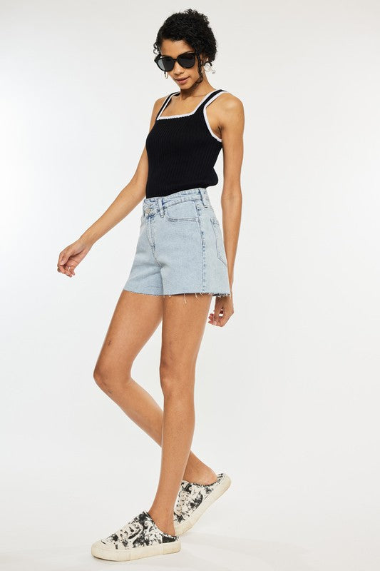 High Rise Crossover Jeans Shorts