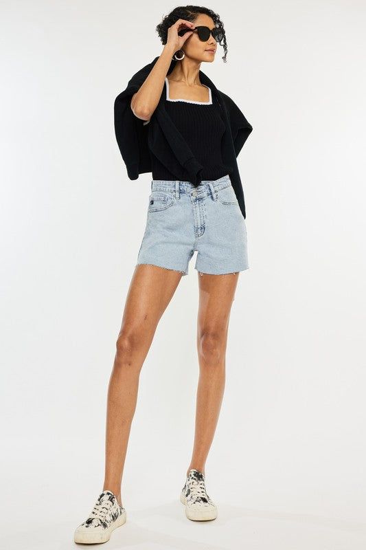 High Rise Crossover Jeans Shorts