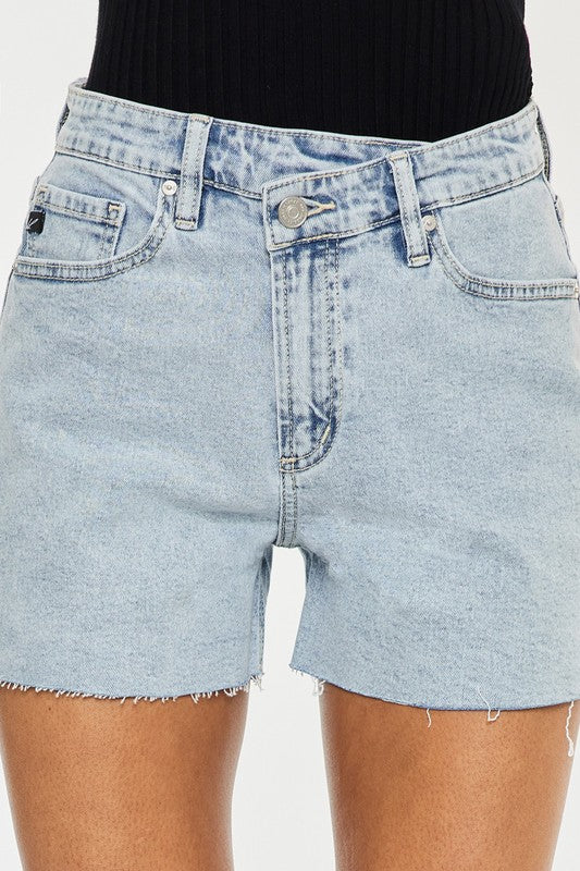 High Rise Crossover Jeans Shorts