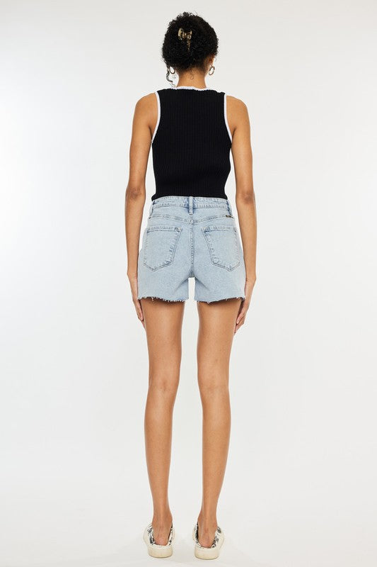 High Rise Crossover Jeans Shorts