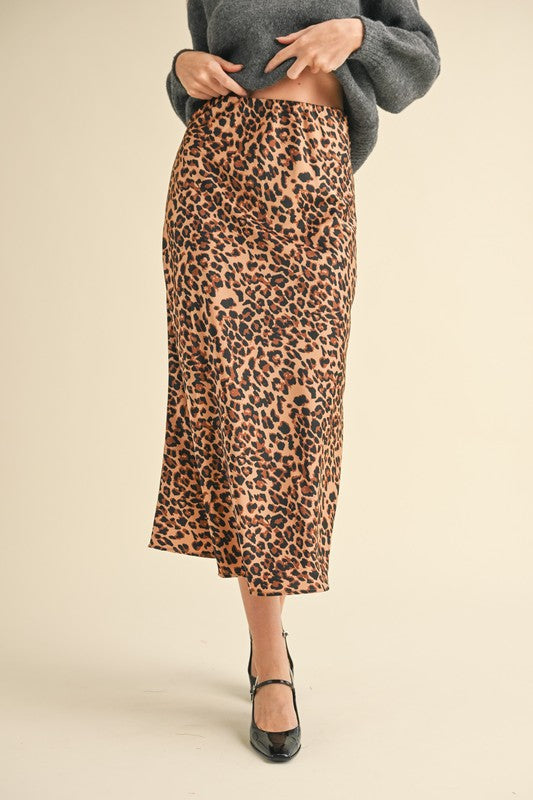 Tory LEOPARD MIDI SLIP SKIRT