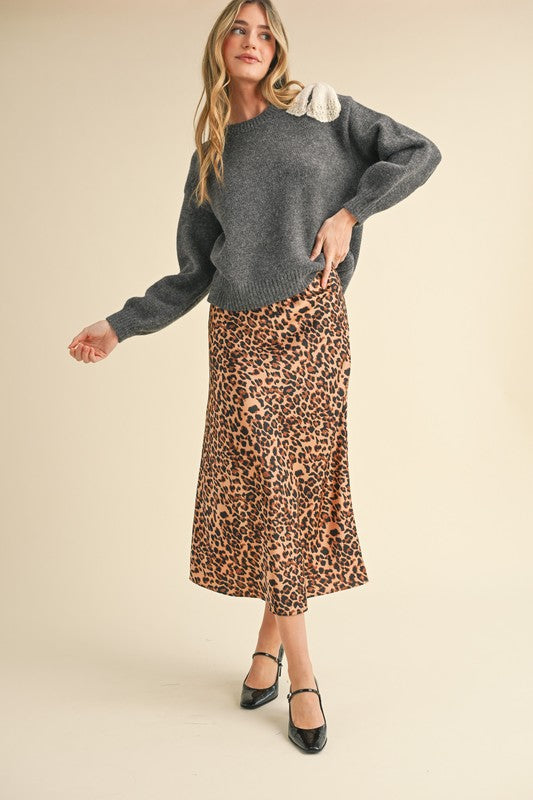 Tory LEOPARD MIDI SLIP SKIRT