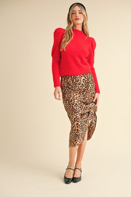 Tory LEOPARD MIDI SLIP SKIRT