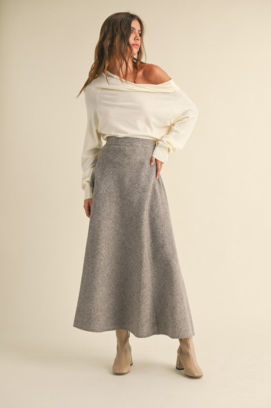 Sara Two Tones A Line Flare Skirt