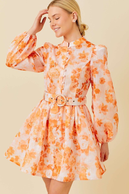 Dana Floral Bubble Sleeve Dress