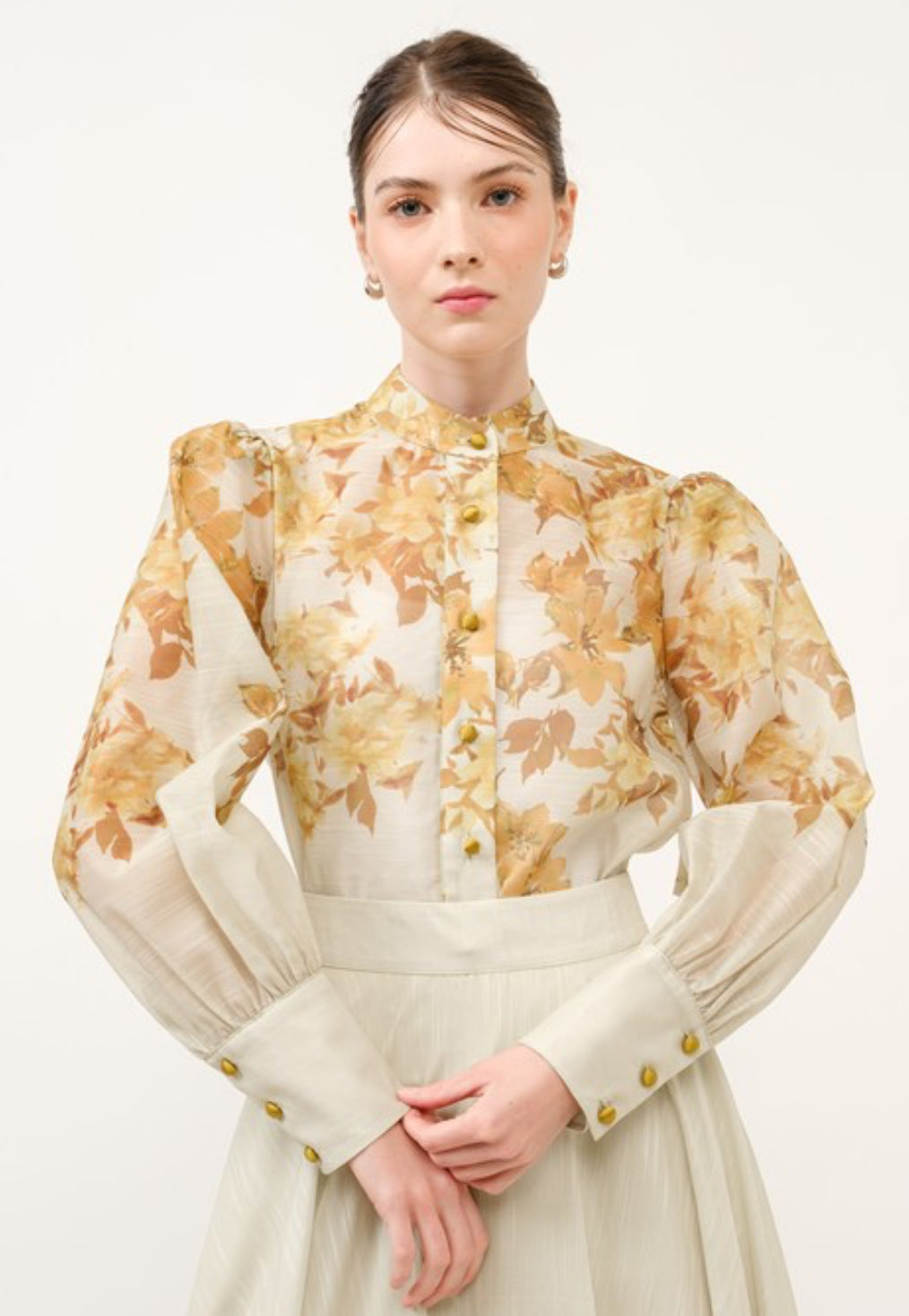 Lama floral puff sleeves Blouse