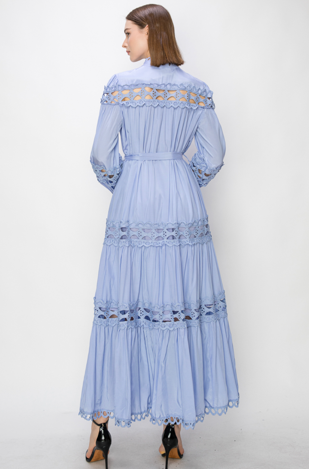 Serena Crochet Maxi Dress with Tie Belt