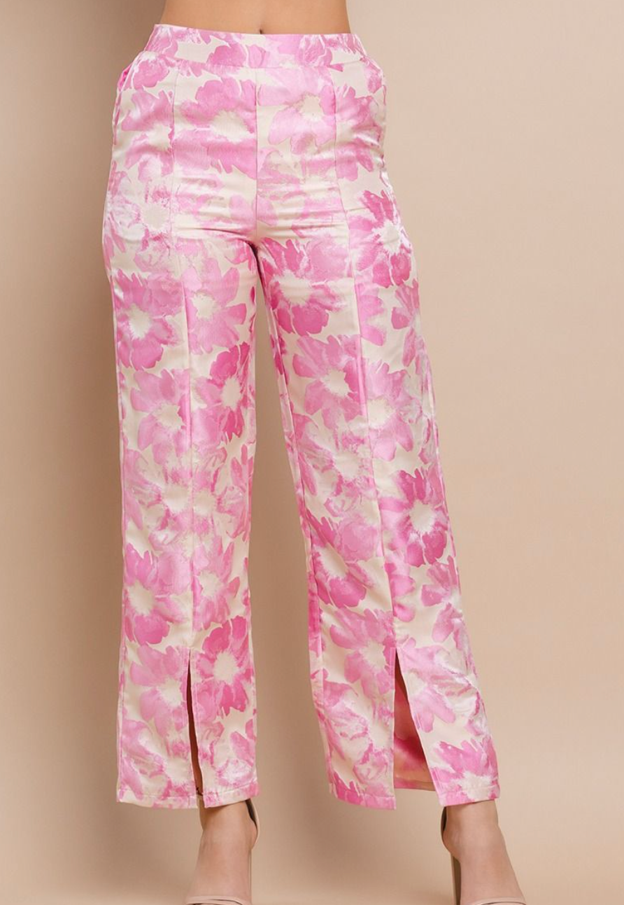 Full Length Floral Jacquard Pants