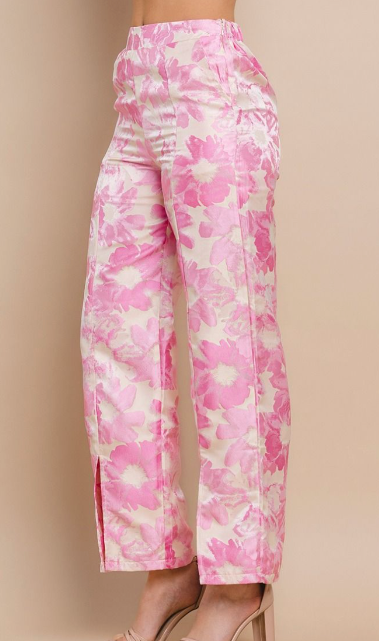 Full Length Floral Jacquard Pants