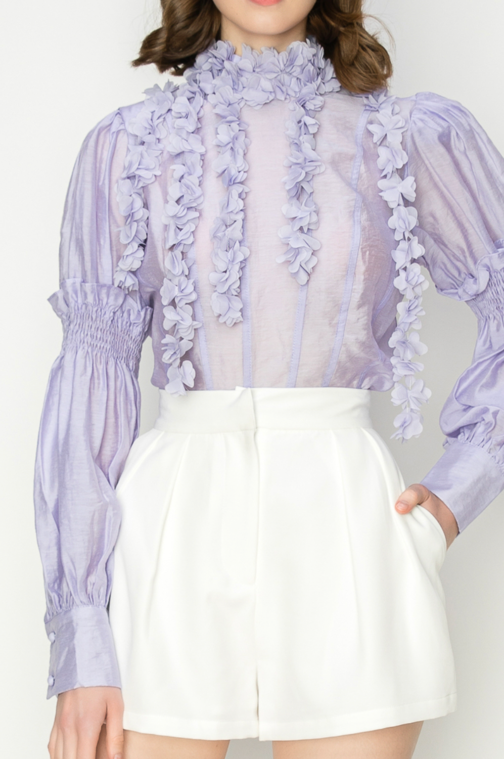 Sofia Flower Detail Chiffon Blouse