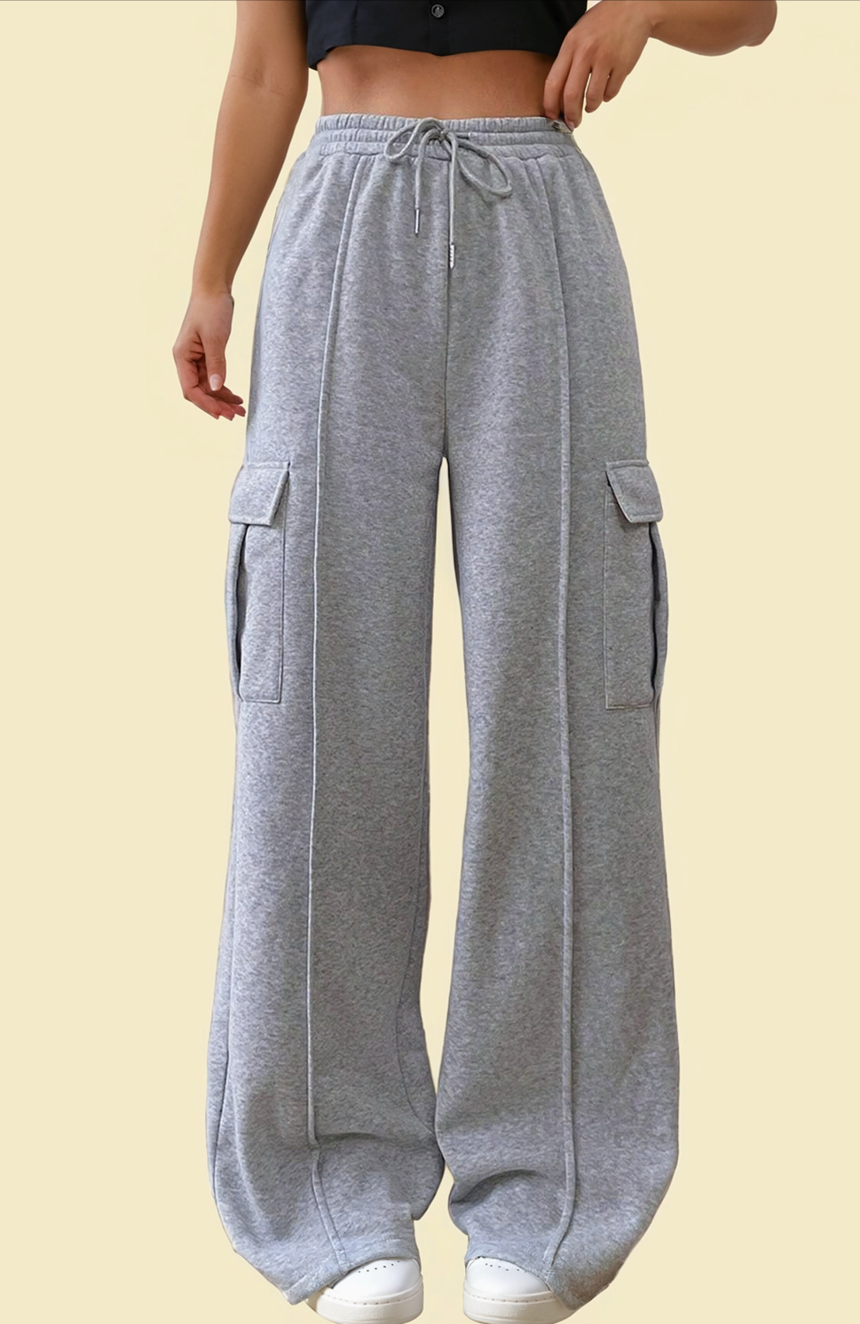 Drawstring Waist Cargo Sweatpants