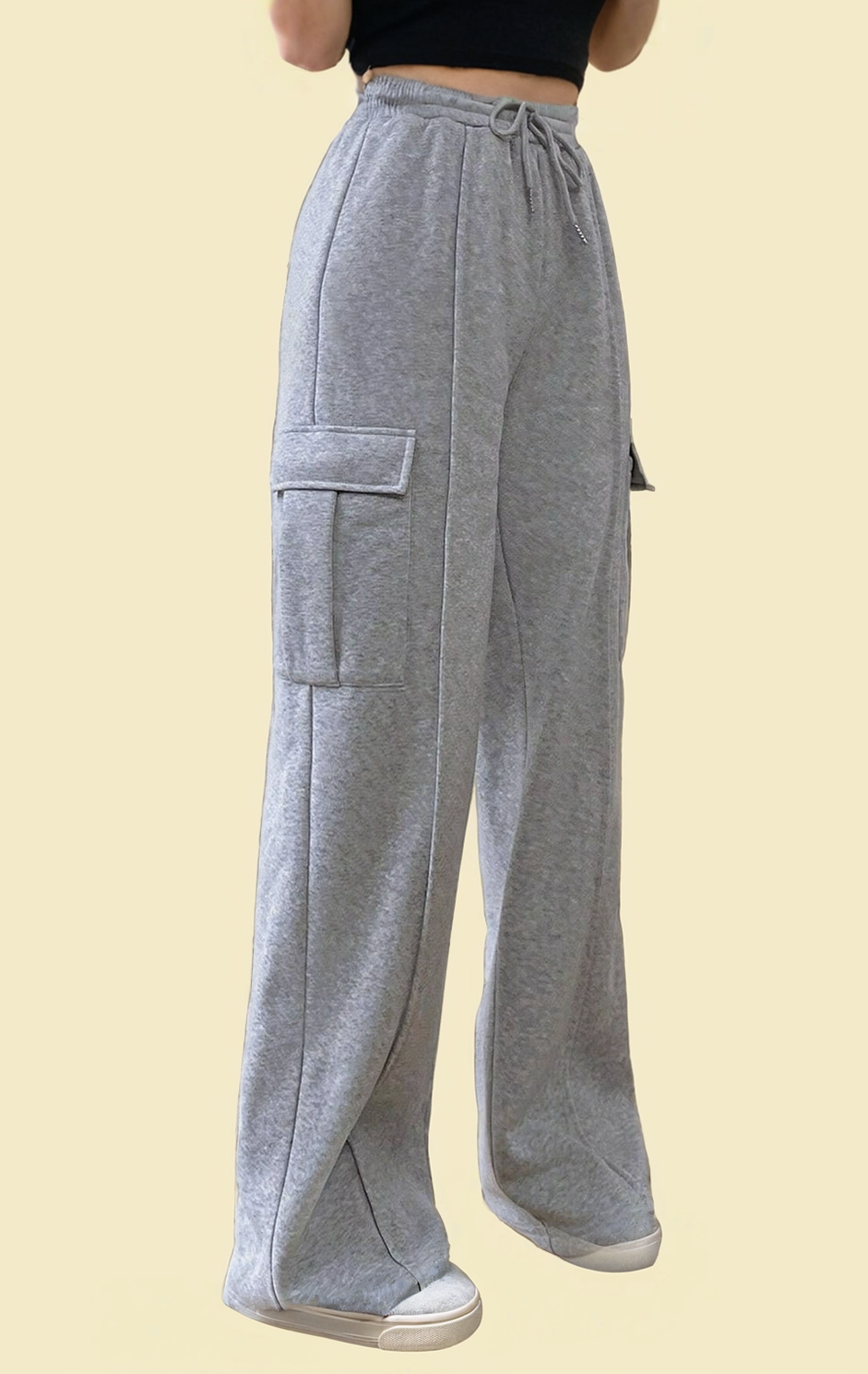 Drawstring Waist Cargo Sweatpants