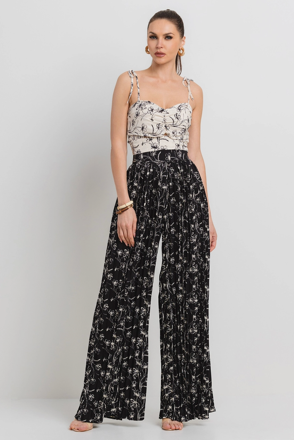 Daniella Wide Leg Pleated Pants Set