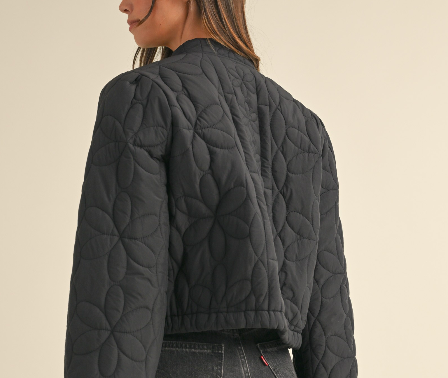 Kate QUILTED VELVET FLORAL PATCH EMBROIDERY JACKet