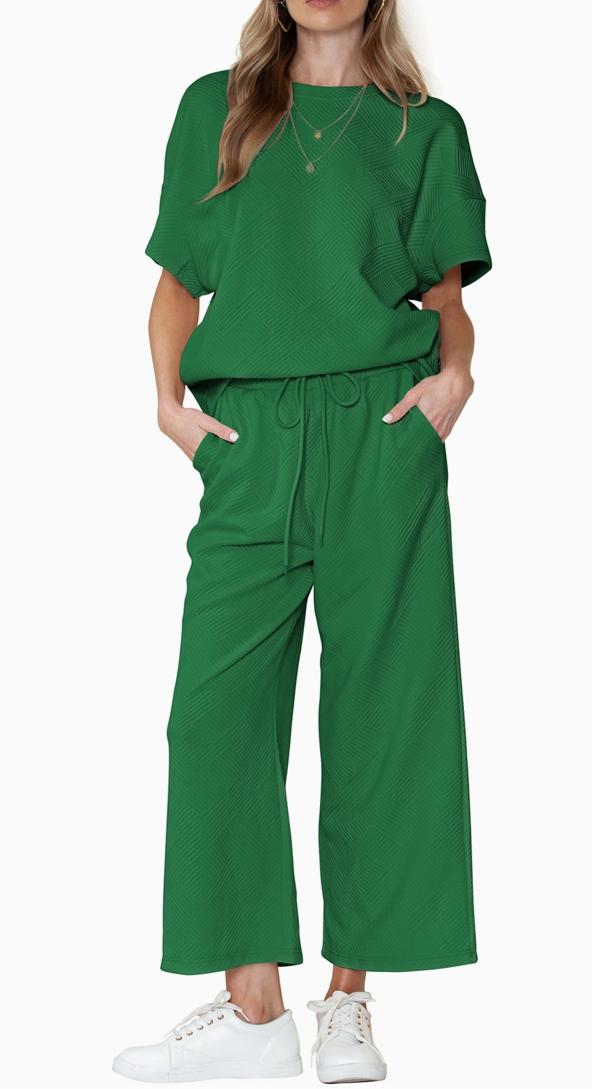 Loose Fit T Shirt and Drawstring Pants Loungwear