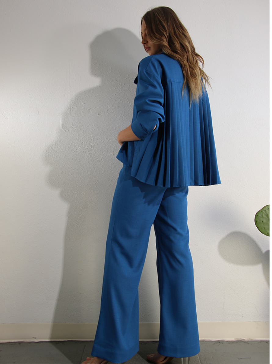 Jana Back Pleated Jacket and Pants Set