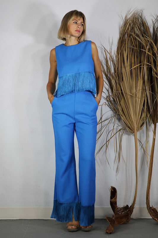 TASSel TWEED TOP AND PANTS SET