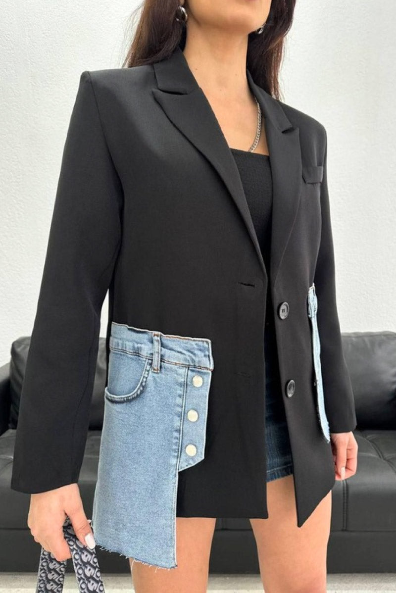 Nancy Denim Accent Blazer